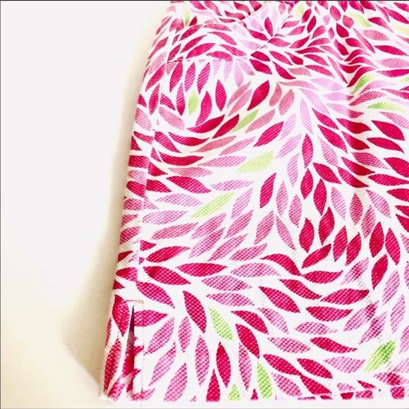 EP PRO Pink White Floral Abstract Pattern Print Button Mini Skirt 4 Pockets Slit - Picture 6 of 13